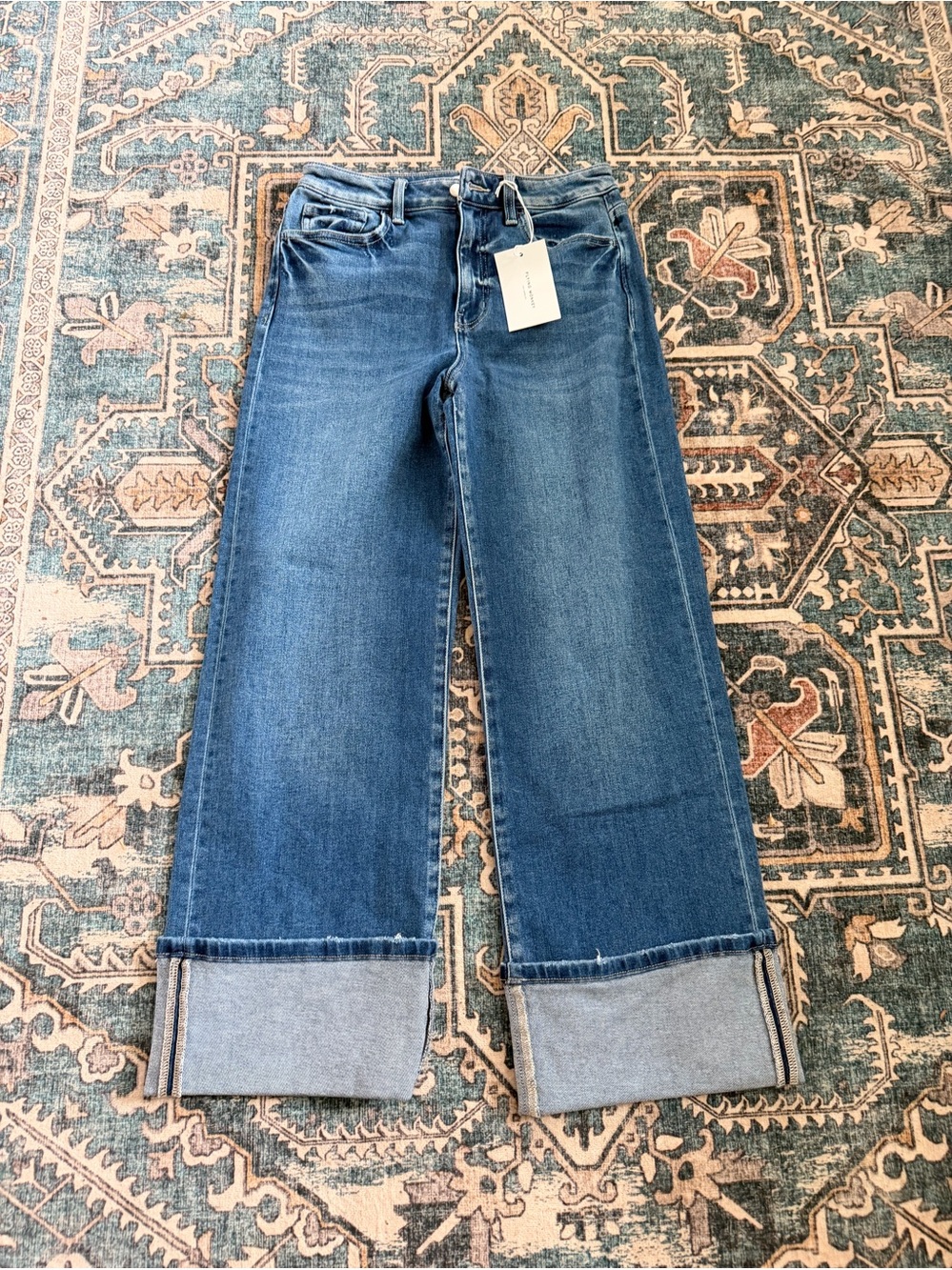 Flying Monkey Women’s Size 28 Wide Cuff Blue Denim Jeans New with Tags